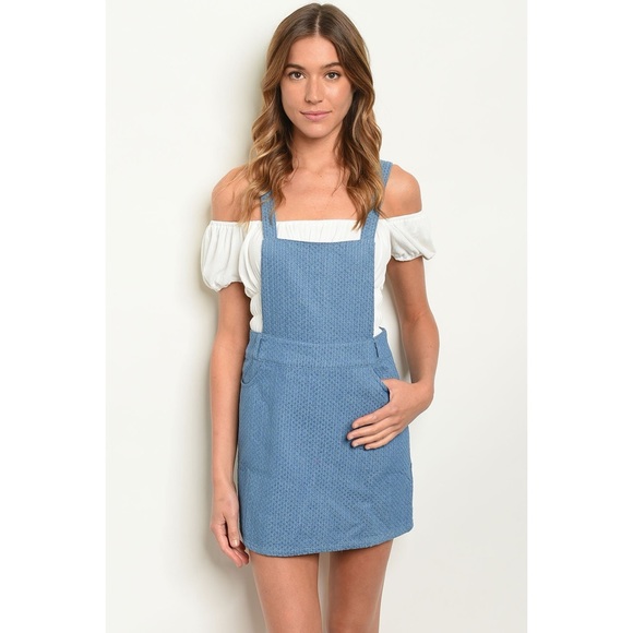 youdivine collection Dresses & Skirts - Blue Overall Mini Dress With Crisscross Back